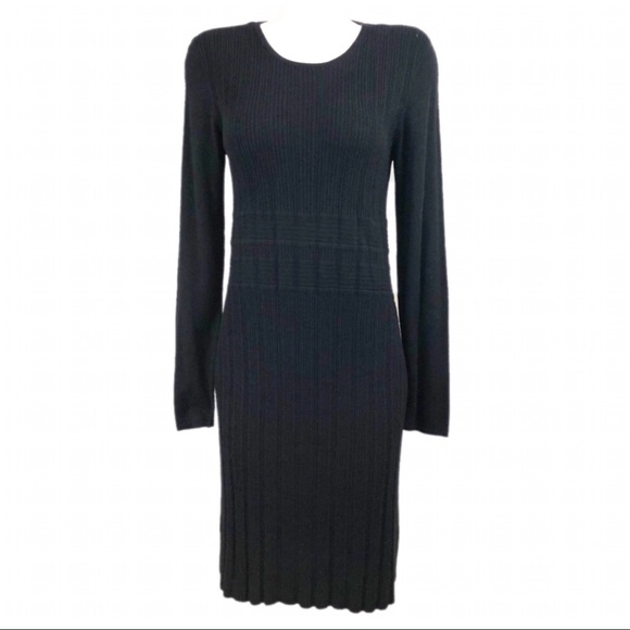 DAISY FUENTES Sweater Dress Fitted Ribbed Knit Long Sleeve Black Large - Picture 6 of 7